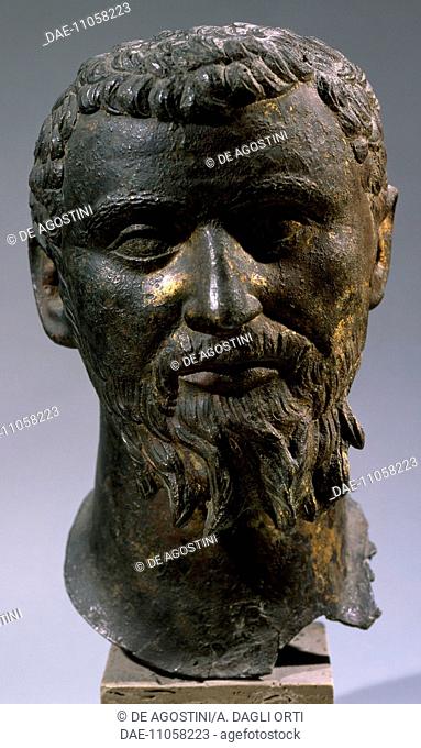 Bronze portrait of Septimius Severus. Roman Civilisation, 2nd-3rd century.  Brescia, Museo Civico Dell'Età Romana E Tempio Capitolino (Archaeological Museum)