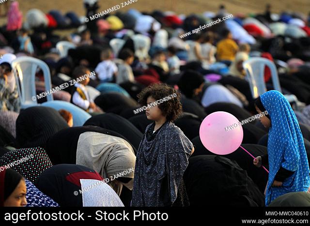 Palestinian Muslims perform the Eid al-Adha Morning Prayer at Al-Saraya Square. Eid al-Adha is the holiest feast in Islam