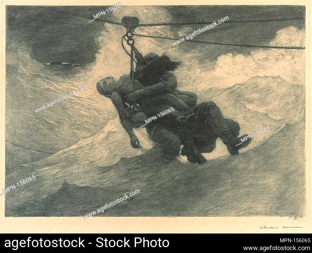 The Life Line. Artist: Winslow Homer (American, Boston, Massachusetts 1836-1910 Prouts Neck, Maine); Date: 1884; Medium: Etching
