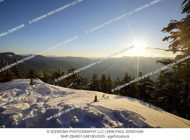 Scenic view from the summit of Mount Tecumseh in Waterville Valley, New Hampshire USA during the spring months