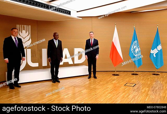 President of the Republic of Poland Andrzej Duda meets IFAD President Gilbert F. Houngbo and Polish Ambassador Artur Pollok during their visit to the IFAD...