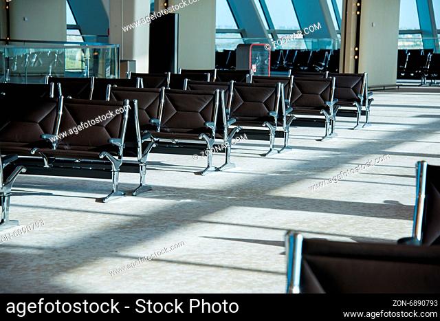 Chairs in the airport lounge area