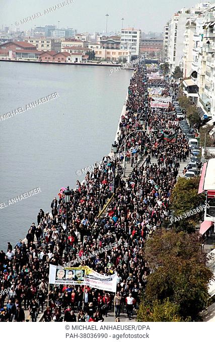 Several thousand demonstrators march in protest against a gold mining project of mining company Hellas Gold in on the streets of Thessaloniki, Greece