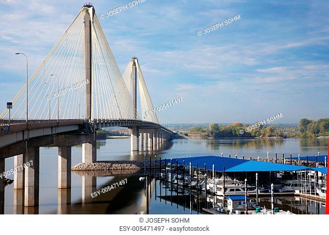 The Clark Bridge, also known as Cook Bridge, at Alton, Illinois, a Cable bridge carries U.S. Route 67 over the Mississippi River and was completed in 1994