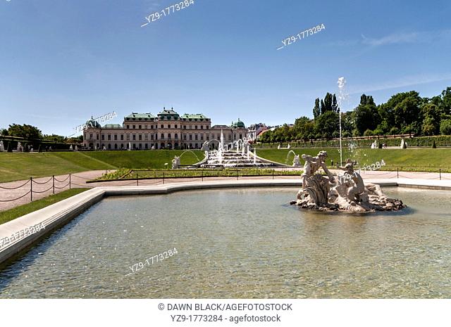 Fountain and Upper Cascade in the Belvedere Gardens looking towards the Upper Belvedere Palace The Belvedere Palaces were built as a summer residence for Prince...