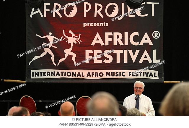 31.05.2018, Bayern, Würzburg: Bundespräsident Frank-Walter Steinmeier spricht bei der Eröffnung des Africa-Festivals. Die viertägige Veranstaltung an den...
