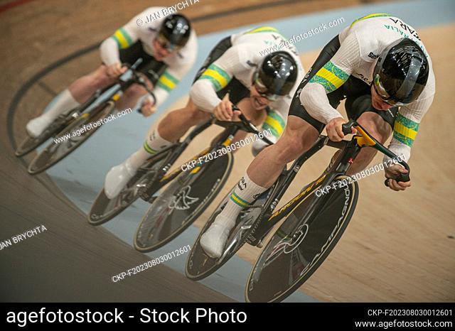 The 2023 UCI Cycling World Championships Glasgow, team sprint, australia national team, Thomas Cornish on first position, on August 3, 2023, in Glasgow, Britain