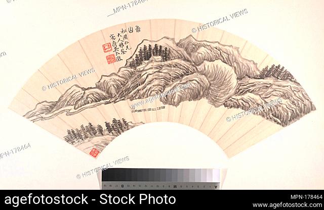 Fragrant Mountains. Artist: Wu Dacheng (Chinese, 1835-1902); Period: Qing dynasty (1644-1911); Culture: China; Medium: Folding fan mounted as an album leaf; ink...