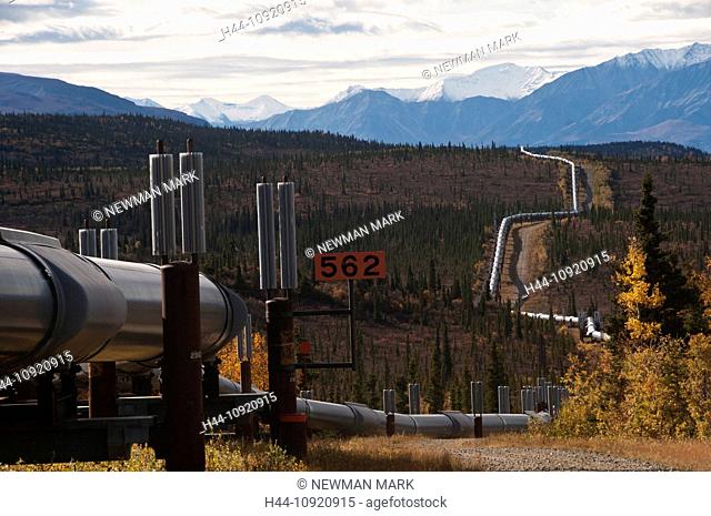 Alaska, oil, pipeline, near Denali highway, USA, United States, America, energy, infrastructure