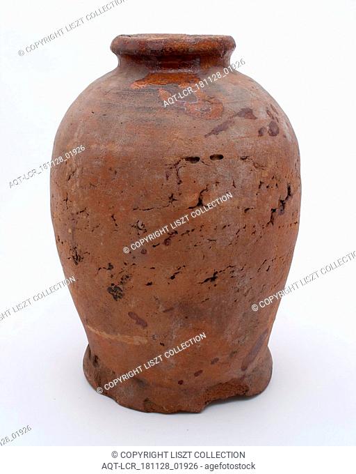 Pottery pot on stand, baluster shape, originating from the sugar production, sugar pot pot holder soil find ceramic earthenware glaze lead glaze