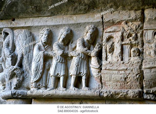 Reliefs in the cathedral cloister of Saint Mary, Girona, Spain, 12th century