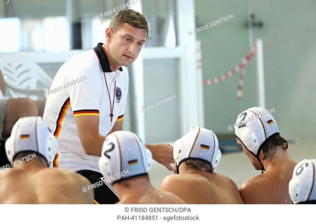 Coach Nebojsa Novoselac of Germany pictured during a trainings session of Men's water polo team at the 15th FINA Swimming World Championships at Club Natació...