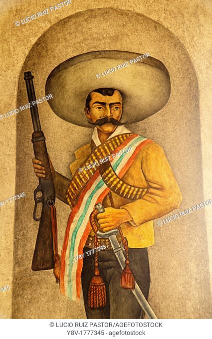 Mexico, Morelos, Cuernavaca. Emiliano Zapata Paintings of Diego Rivera 1886-1957 Cuauhnahuac Museum