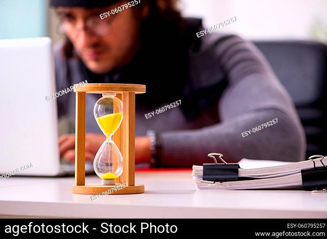 Male writer in time management concept