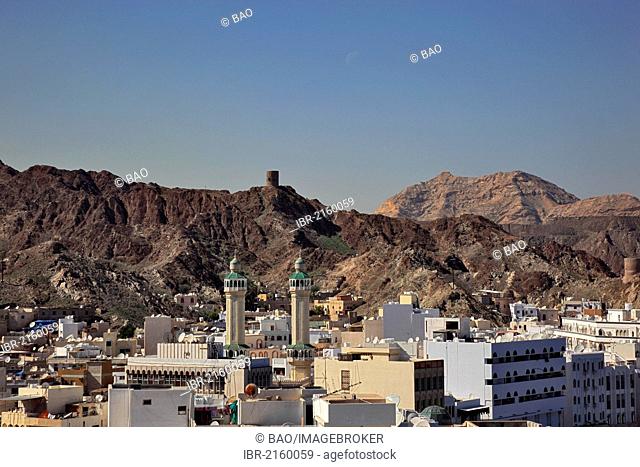 Skyline of Muttrah, Muscat, Oman, Arabian Peninsula, Middle East, Asia