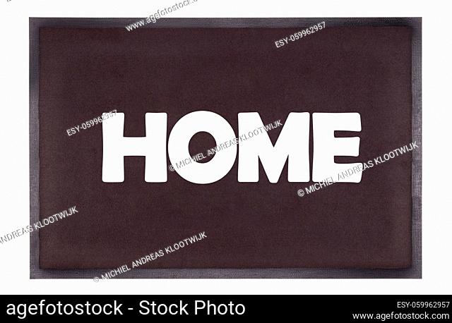 Modern black doormat isolated on white - Home