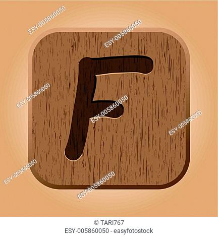Hand drawn wooden letter F