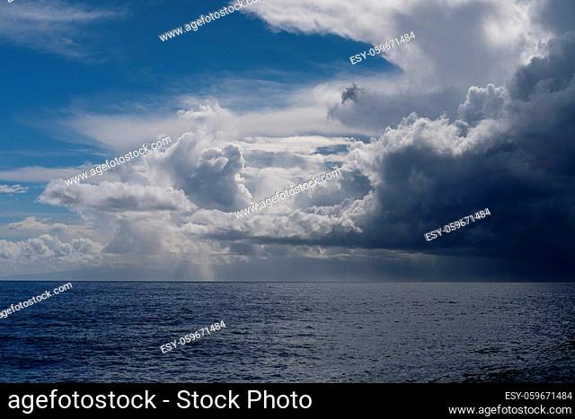 beautiful view on atlantic ocean on Tenerife, Spain. sky with clouds. copy space