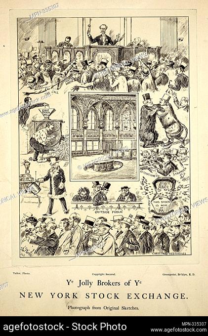 Ye jolly brokers of ye New York Stock Exchange. Eno, Amos F., 1836-1915 (Collector) Worth, Thomas (1834-1917) (Artist). The Eno collection of New York City...