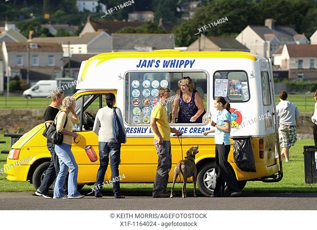 Mobile ice cream van at Burryport, Carmarthenshire South Wales UK