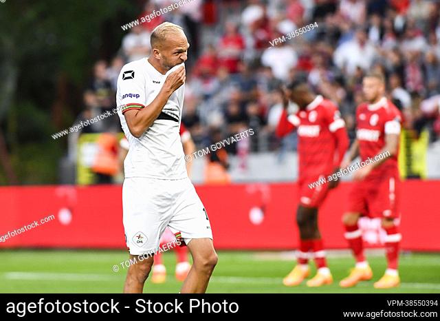 OHL's Raphael Holzhauser shows defeat during a soccer match between Royal Antwerp FC and OH Leuven, Sunday 07 August 2022 in Antwerp