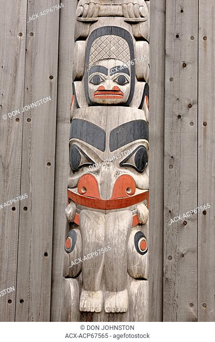 Frontal poles at Haida Museum, Haida Gwaii (Queen Charlotte Islands)- Skidegate, British Columbia, Canada