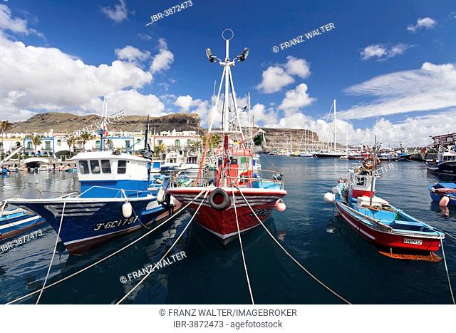 Fishing boats in the harbor, Puerto de Mogán, Gran Canaria, Canary Islands, Spain