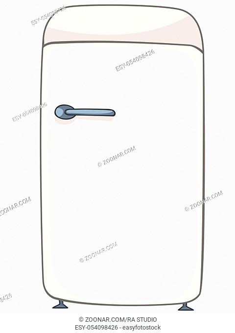 Cartoon Home Kitchen Refrigerator Isolated on White Background. Vector