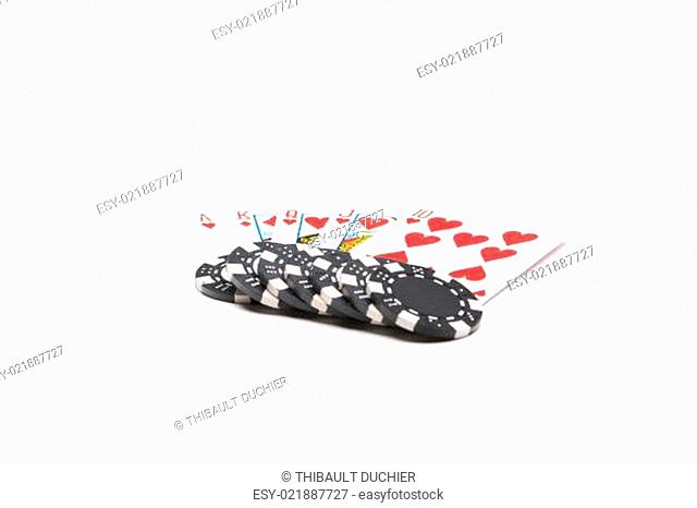 Poker cards with chips
