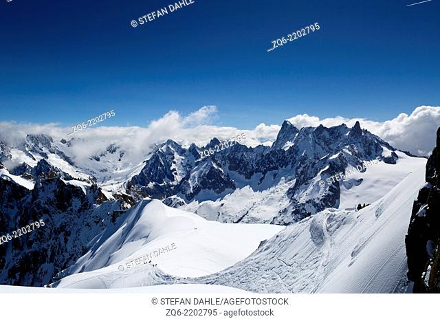 View over the Alps from Aguille du Midi, Chamonix, France