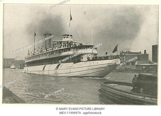 A Whaleback Steamer on Lake Michigan, Chicago, Illinois, USA