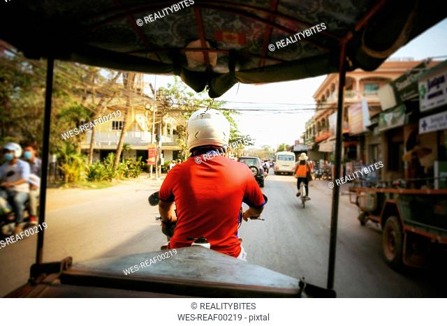 Cambodia, Siem Reap, driving tuk tuk