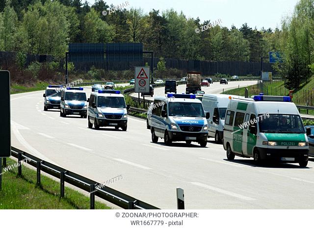 Convoy of police