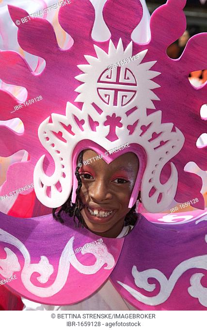Child wearing a costume, Notting Hill Carnival, London, England, United Kingdom, Europe