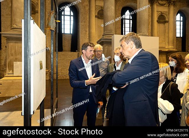 Director of the PinchukArtCenter in Kiev Bjorn Geldof and Flemish Minister President Jan Jambon pictured during a visit to the 59th Venice Biennale - La...