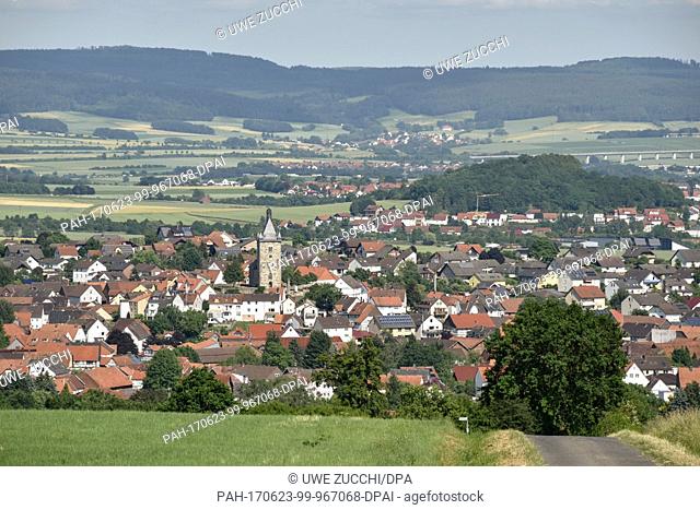 Picture of Edermunde-Besse, Hesse, taken 14 June 2017. Besse claims to be the midpoint of Germany. Five towns from Thuringia and Lower Saxony had heretofore...