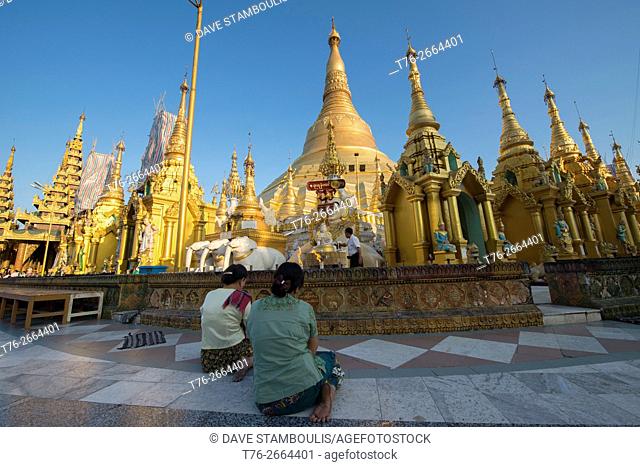 Golden Shwedagon Paya, the holiest pilgrimage site in Yangon, Myanmar