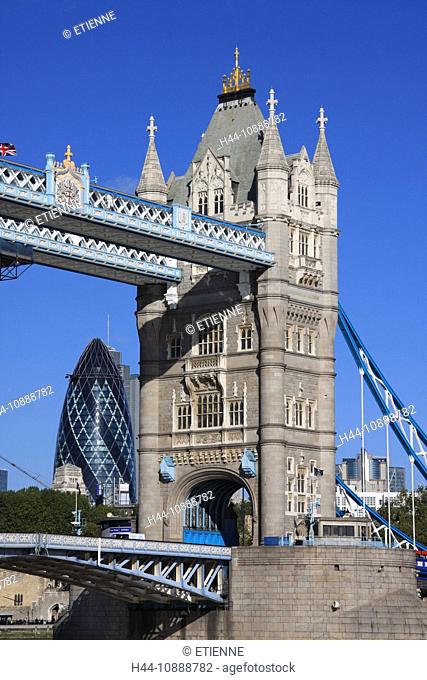 Great Britain, England, UK, United Kingdom, London, travel, tourism, bridge, landmark, Tower Bridge, Swiss Re, gherkin