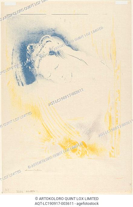 The Shulamite, 1897, Odilon Redon, French, 1840-1916, France, Lithograph printed in blue, yellow, and violet on buff Japanese paper, 241 × 212 mm (image)