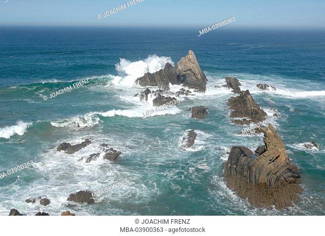 Portugal, Zambujeira do Mar, west coast, nature, sea, coast, waves, rocks