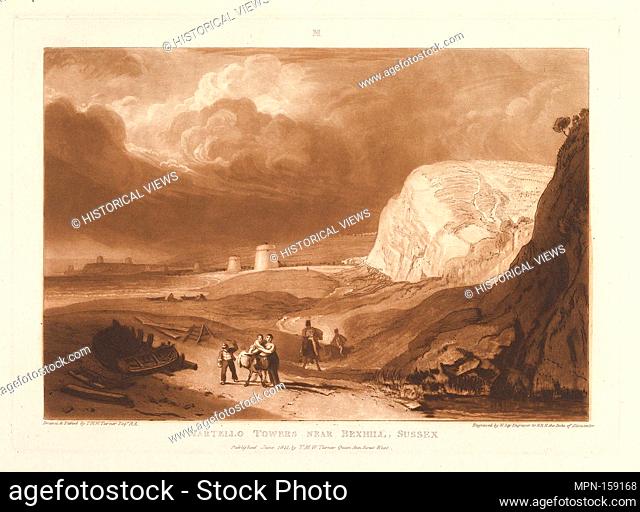 Martello Towers near Bexhill, Sussex (Liber Studiorum, part VII, plate 34). Artist: Designed and etched by Joseph Mallord William Turner (British