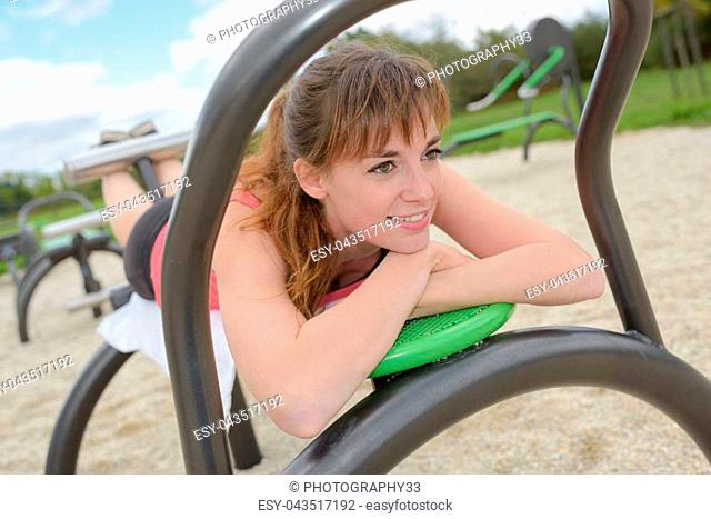 girl working out in park