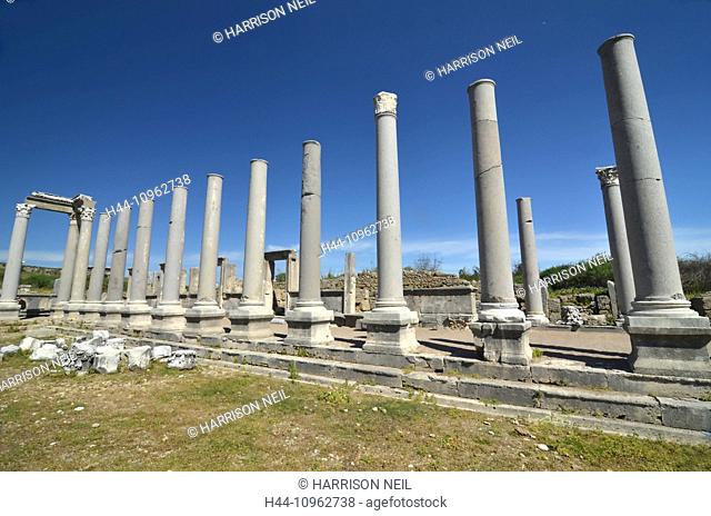 Greece, Europe, Greek, architecture, ancient Greece, Europe, column, stone, marble, classic, Corinthian column, turkey, perge, Mediterranean, ruins, remains