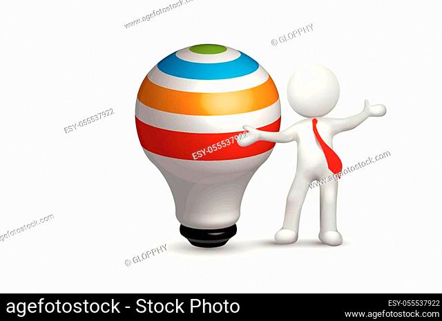 Logo 3D man and a light bulb ideas concepts icon. Creative idea symbol vector design colorful image