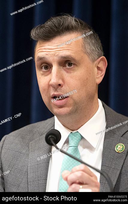 United States Representative Seth Magaziner (Democrat of Rhode Island) questions the panel during a House Committee on Homeland Security | Subcommittee on...