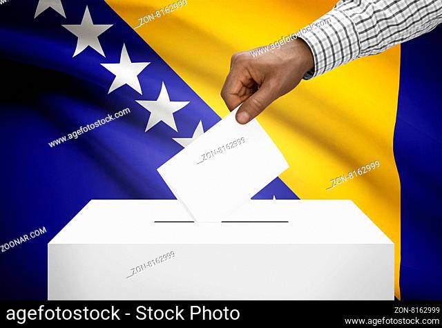 Ballot box with national flag on background - Bosnia and Herzegovina