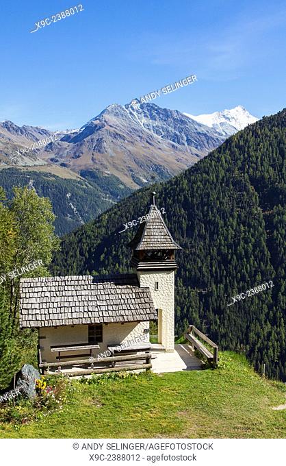 A Tiny chapel Above the Village of Grimentz in the Alps, Switzerland