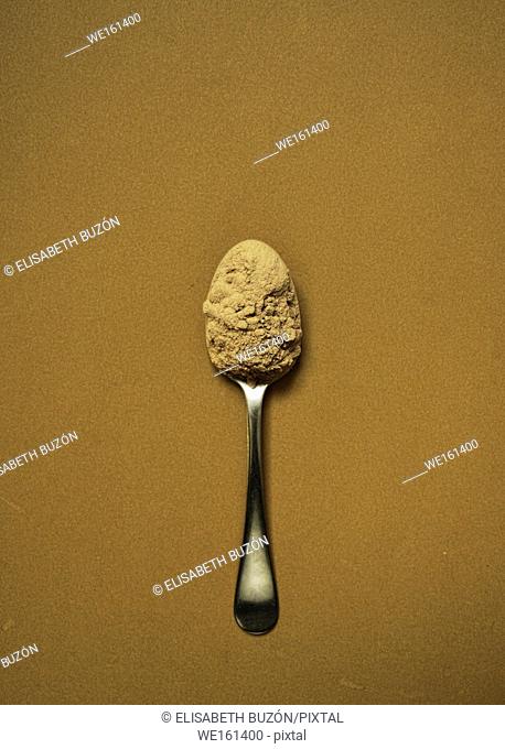 Spoon of silver with cocoa