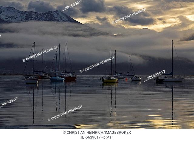 Boots harbor, Ushuaia, most southerly town of the world, Tierra del Fuego, Argentina, South America