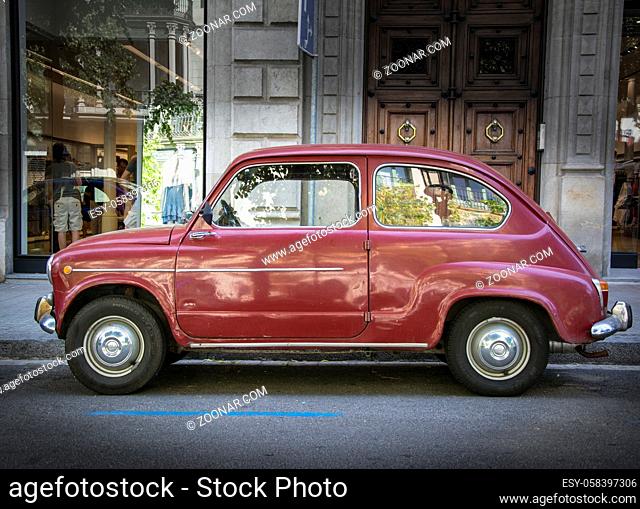 Old Fiat 600 city car produced by the Italian manufacturer FIAT from 1955 to 1969